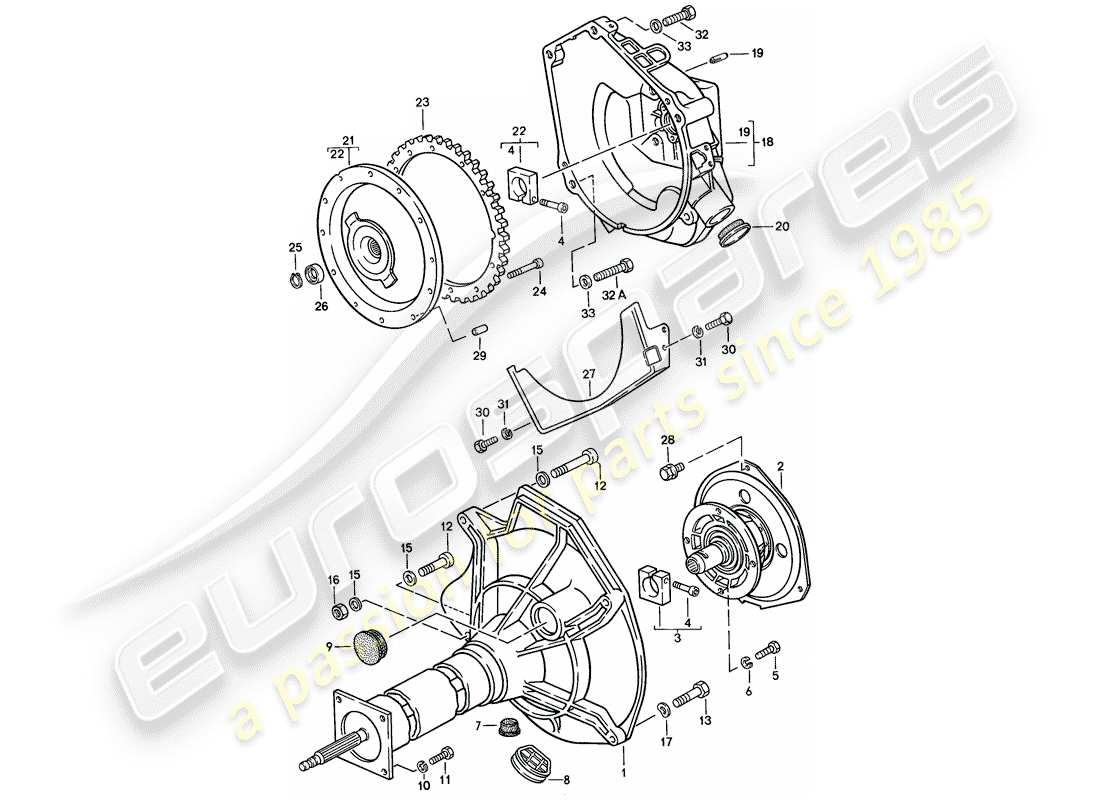 porsche 1987 (924s) tubo centrale - cambio automatico schema delle parti