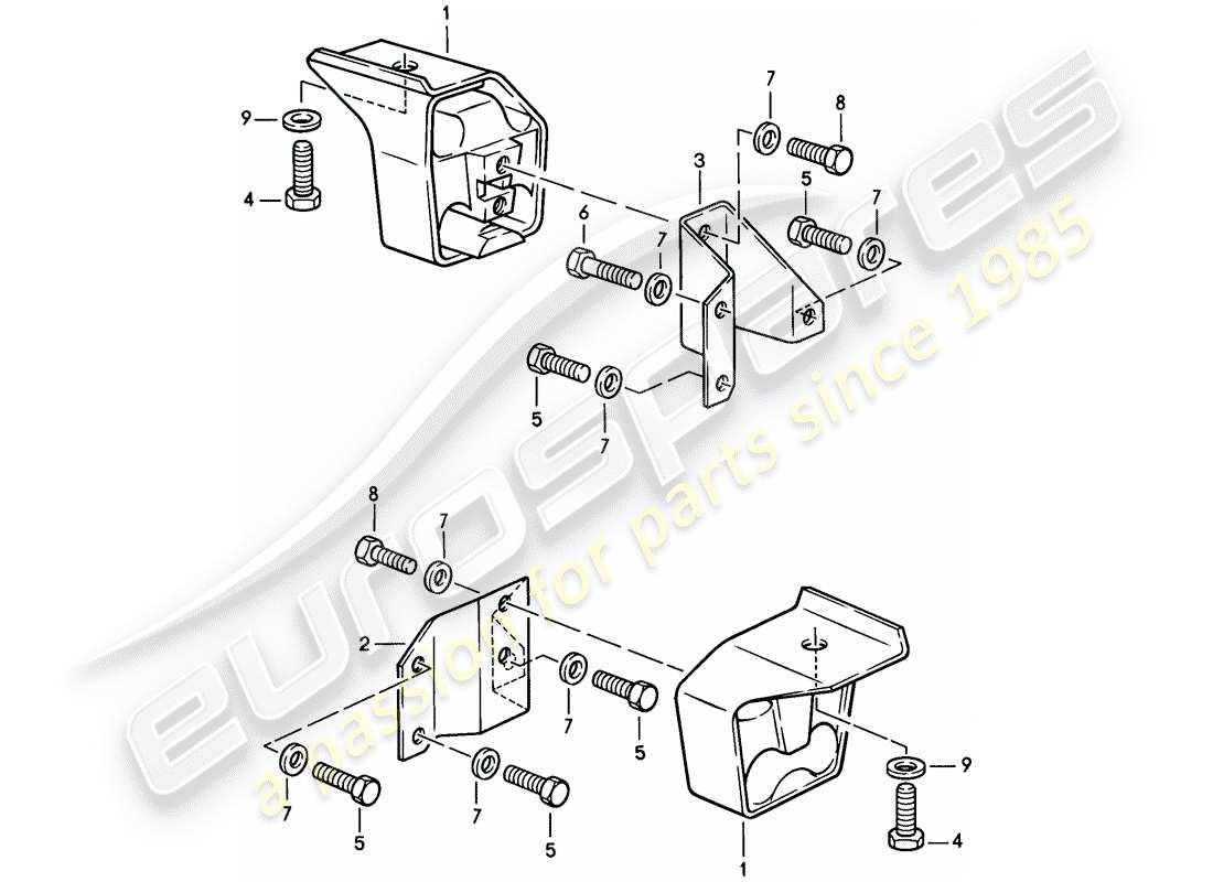 porsche 1987 (924s) sospensioni trasmissione - cambio manuale diagramma delle parti