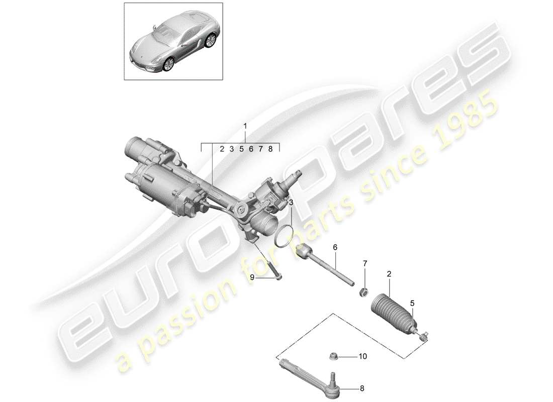 porsche 2016 (981 cayman) sterzo diagramma delle parti