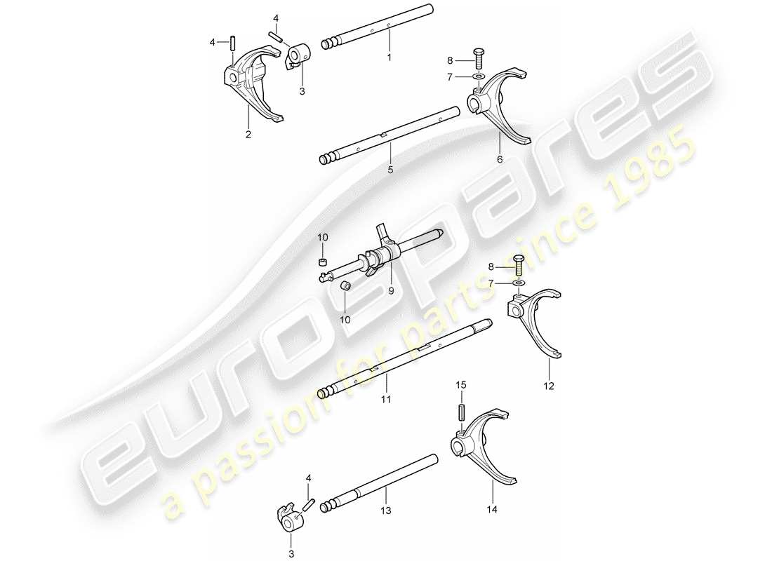 porsche 2007 (997-1 gt3) albero selettore diagramma delle parti