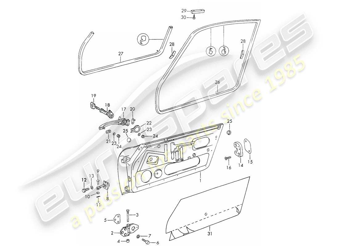 porsche 1973 (911) porte - con parti di installazione diagramma delle parti