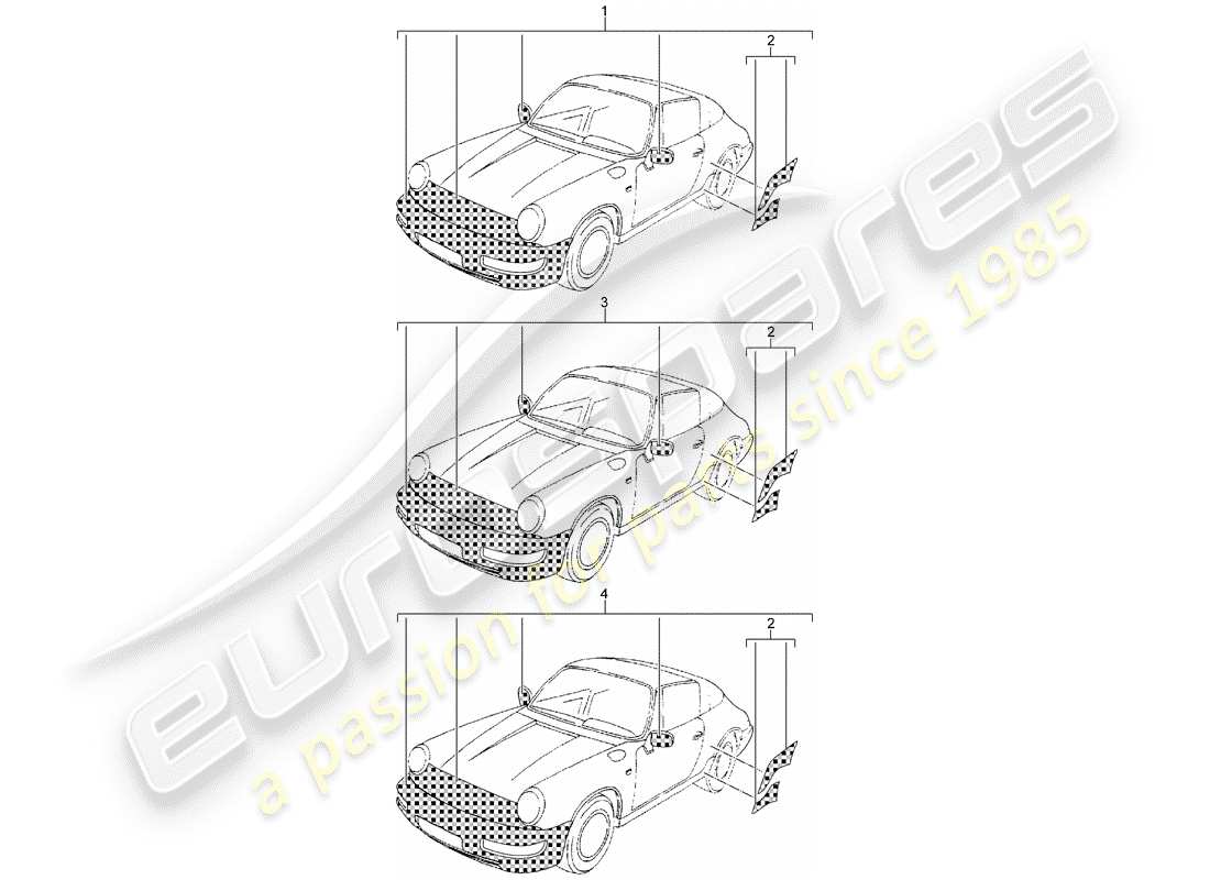 porsche 2003 (accessories) pellicola protettiva contro le pietre diagramma delle parti