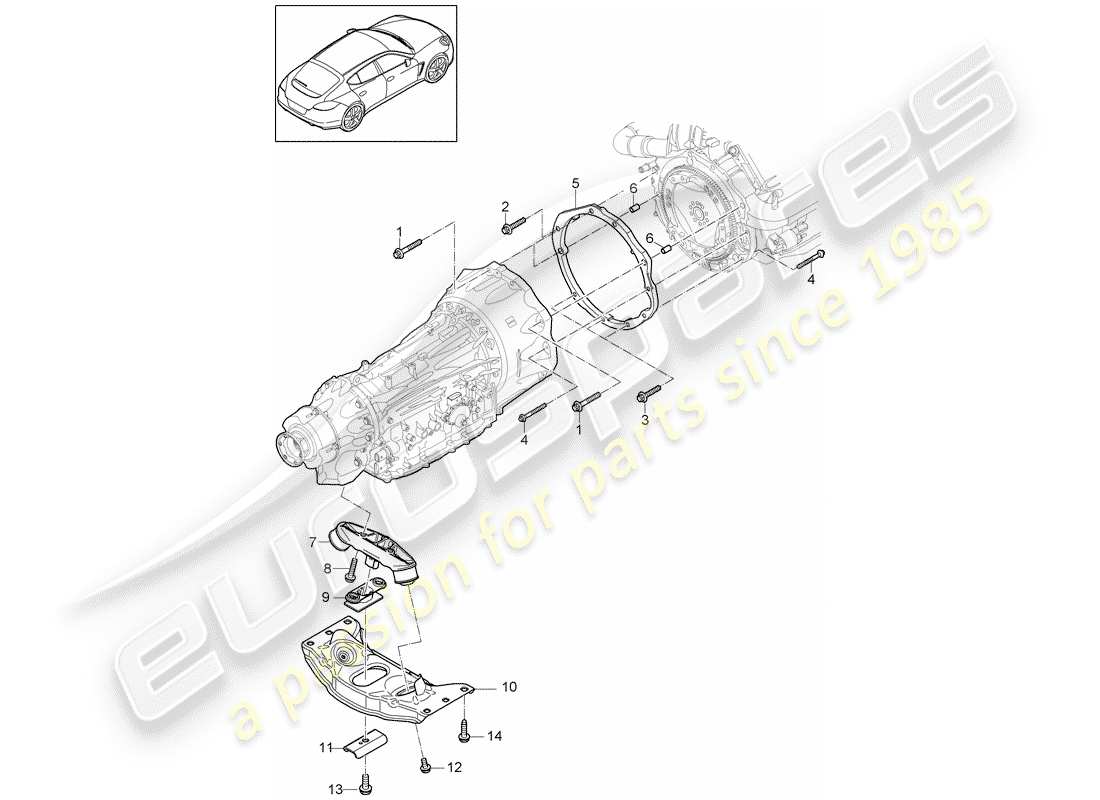 porsche 2013 (panamera 970) parti di montaggio per motore e diagramma delle parti