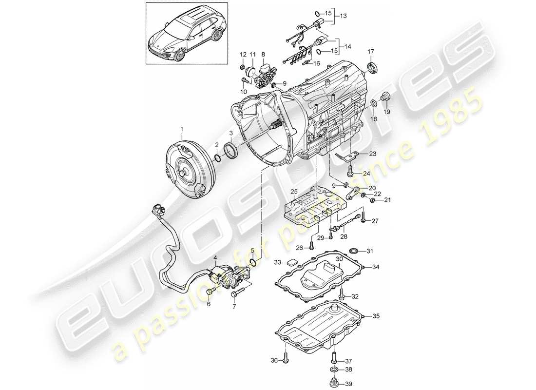 porsche 2013 (cayenne e2 92a) 8-speed schema delle parti del cambio automatico