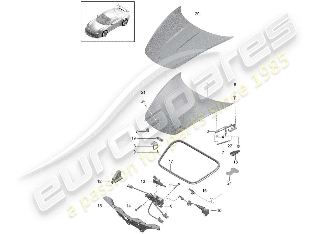 porsche 2015 (991-1 r/gt3/rs) copertina diagramma delle parti