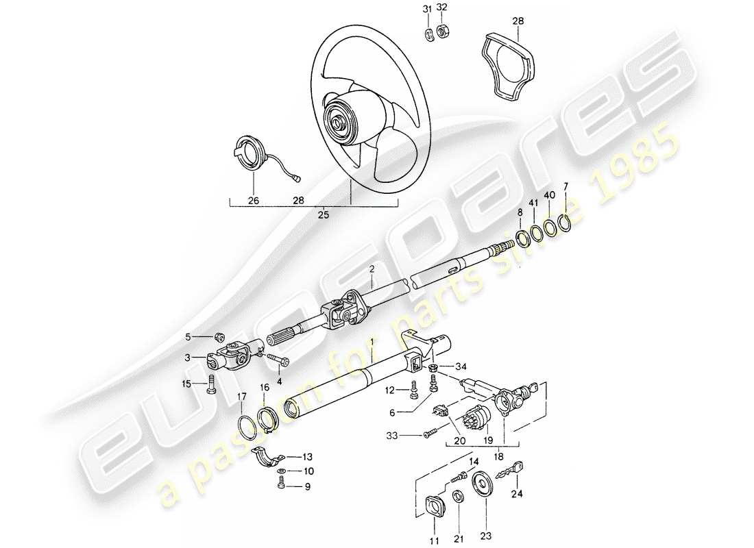 porsche 1994 (993) tubo di protezione sterzo - albero intermedio dello sterzo - volanti schema parte