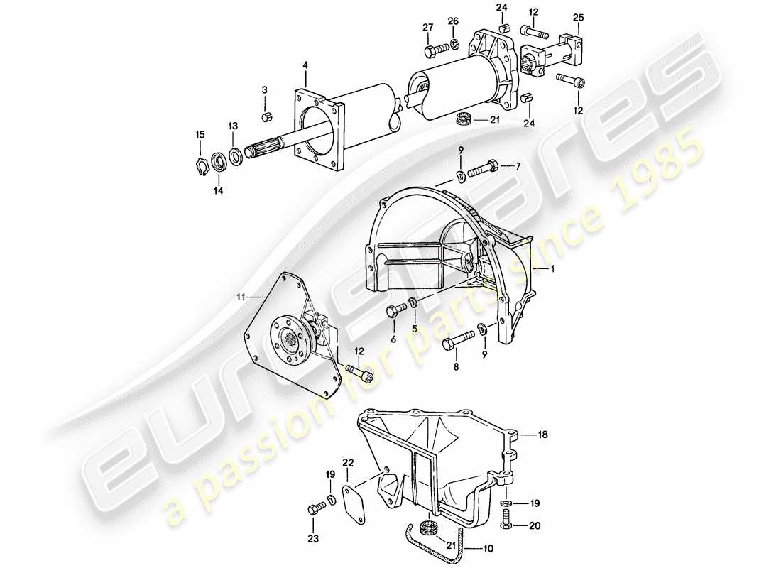 porsche 1986 (928) cambio automatico - tubo centrale diagramma delle parti