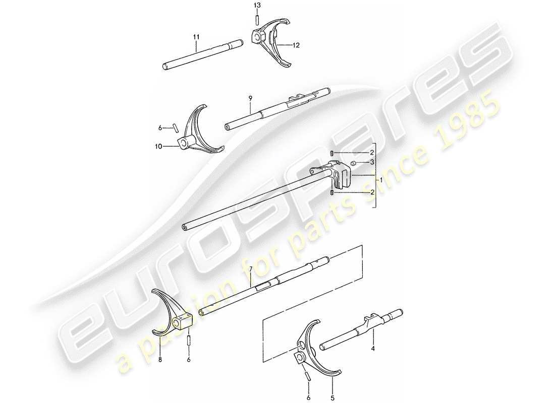 porsche 1987 (959) aste del cambio - forcelle del cambio diagramma delle parti