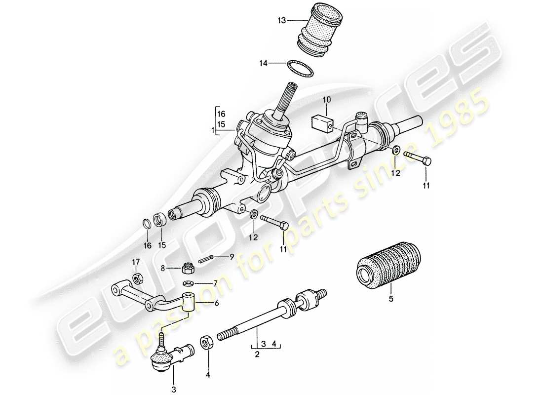 porsche 1987 (959) sterzo - asta sterzo diagramma delle parti