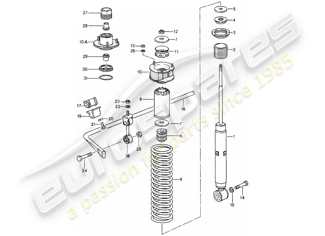 porsche 1991 (964) ammortizzatore - stabilizzatore diagramma delle parti