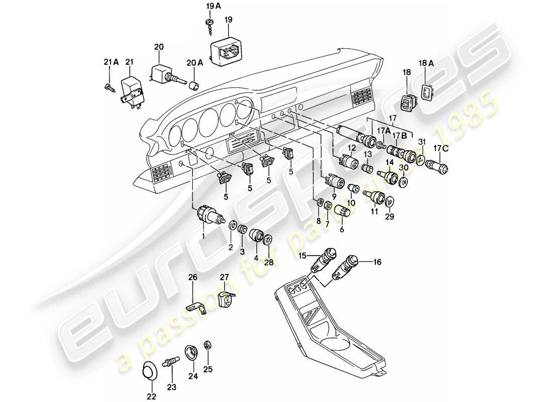 porsche 1985 (911) interruttore - rele' - d - mj 1986>> diagramma delle parti