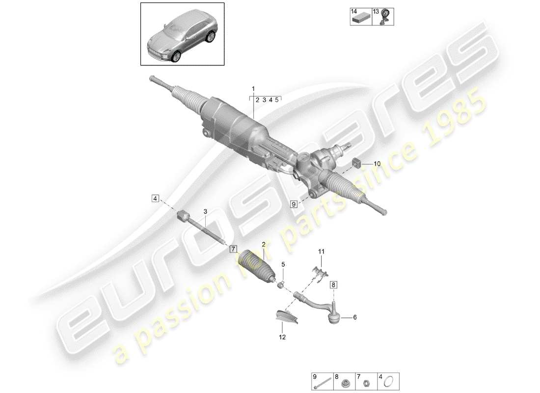 porsche 2019 (macan) sterzo diagramma delle parti