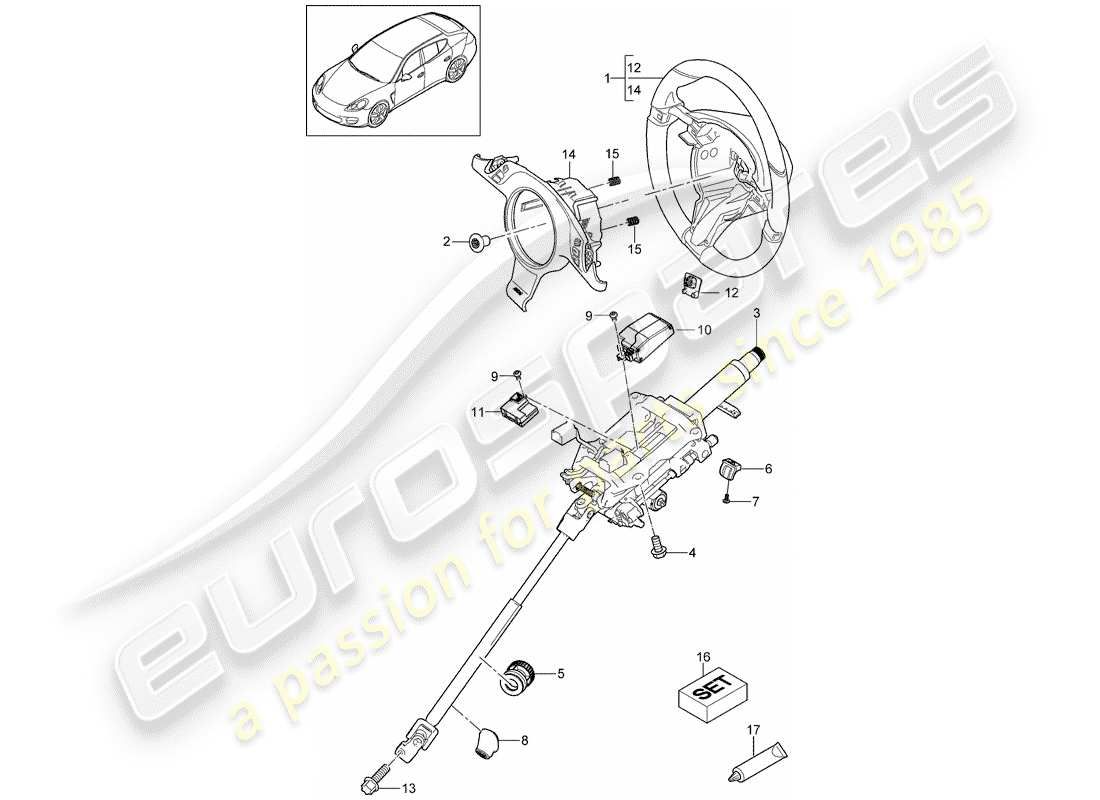 porsche 2014 (panamera 970) volanti diagramma delle parti