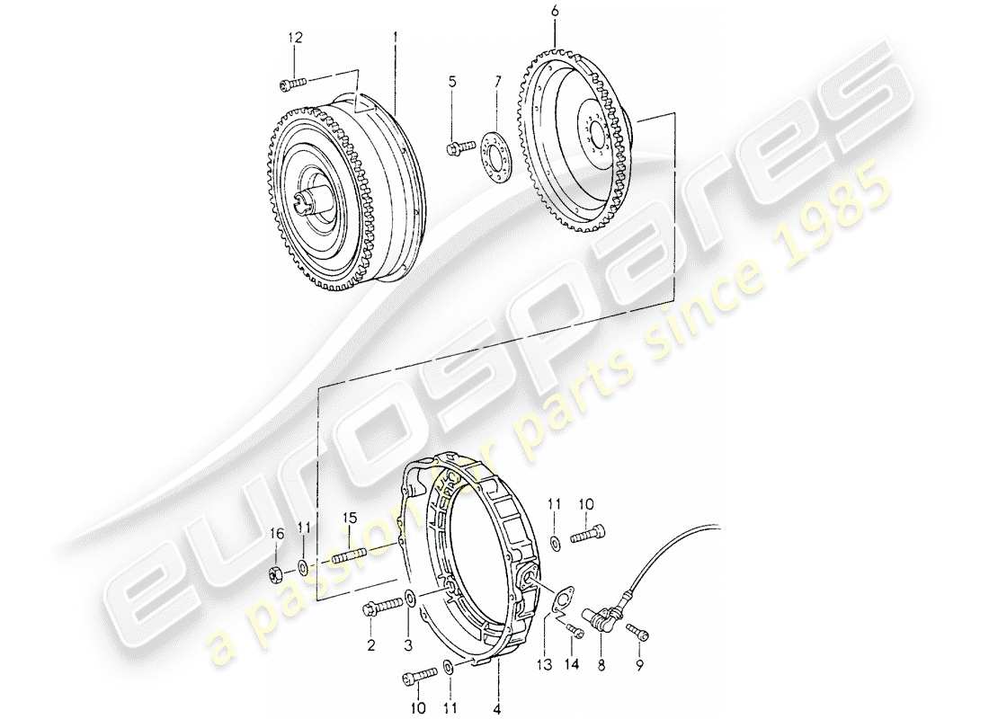 porsche 1994 (964) tiptronic - convertitore di coppia diagramma delle parti