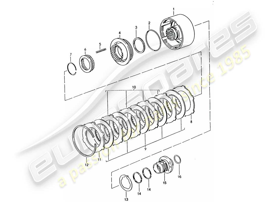 porsche 1995 (928) cambio automatico - frizione - k 2 diagramma delle parti