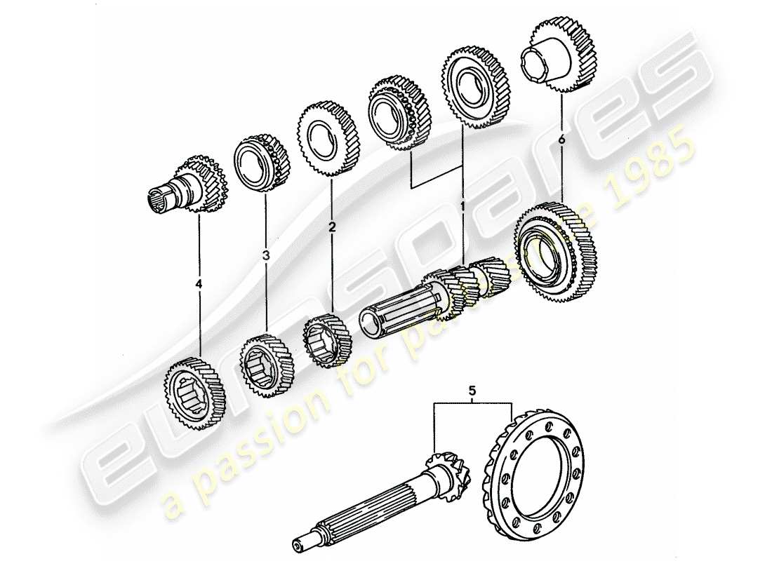 porsche 1995 (928) cambio manuale - set di ruote dentate diagramma delle parti