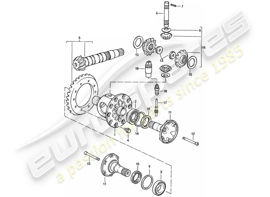 porsche 1987 (924s) differenziale - cambio manuale schema delle parti