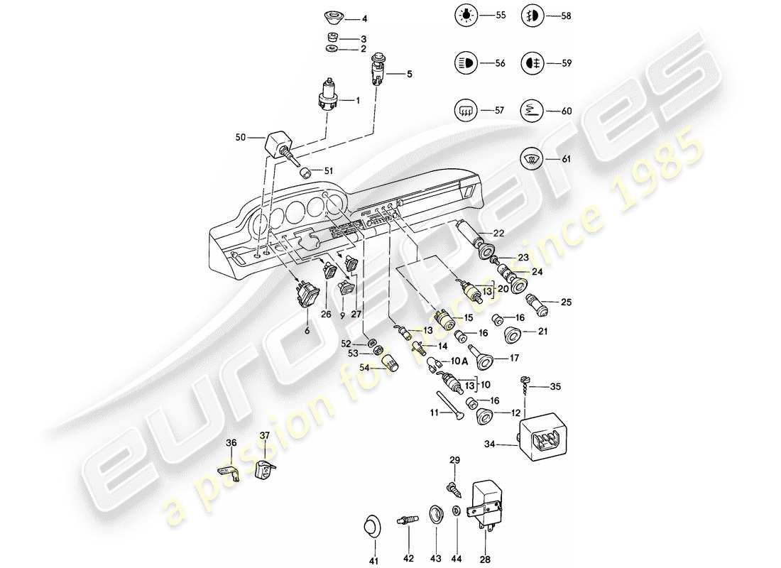 porsche 1985 (911) interruttore - rele' - d >> - mj 1985 schema delle parti
