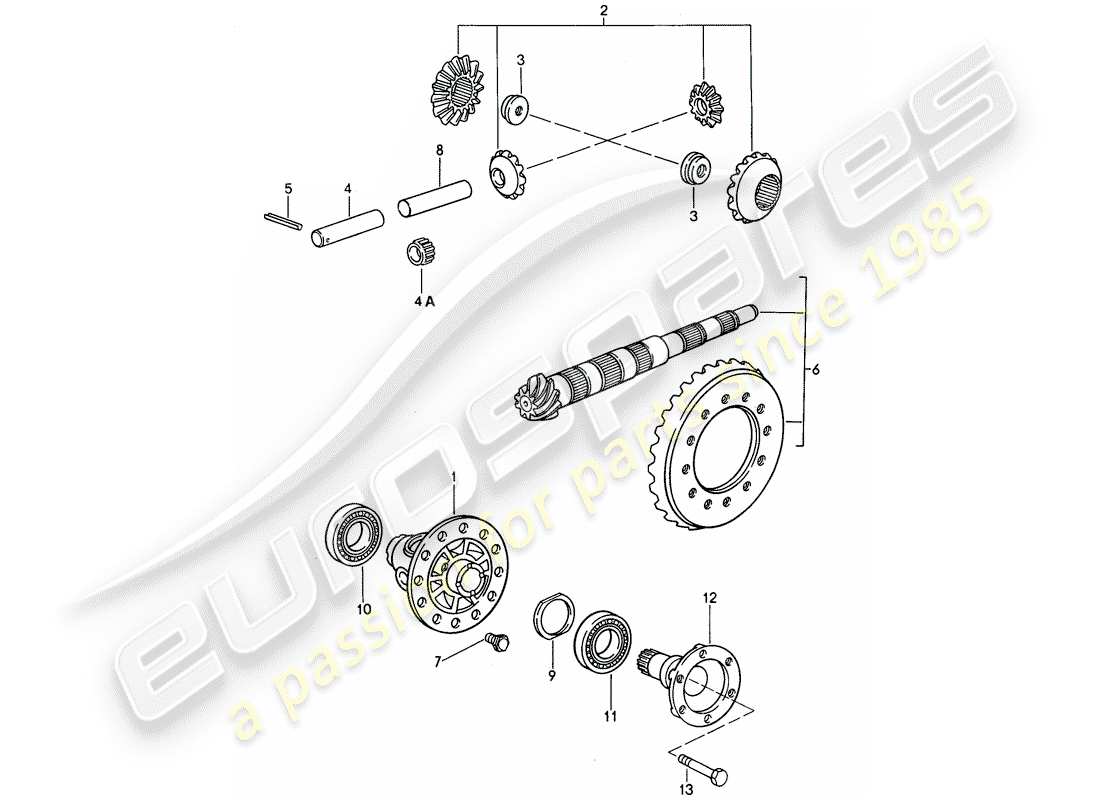 porsche 968 (1995) manual gearbox - differential part diagram