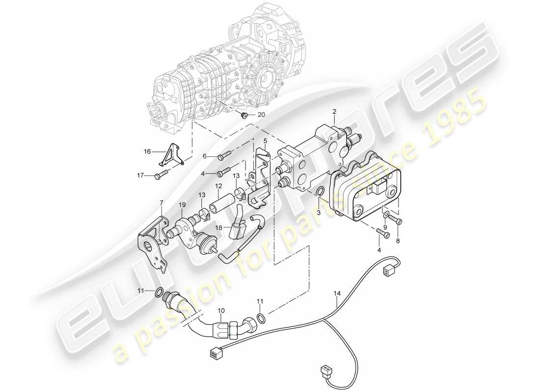 porsche 2001 (996 gt3) radiatore olio ingranaggi - linee - d - mj 2004>> schema delle parti
