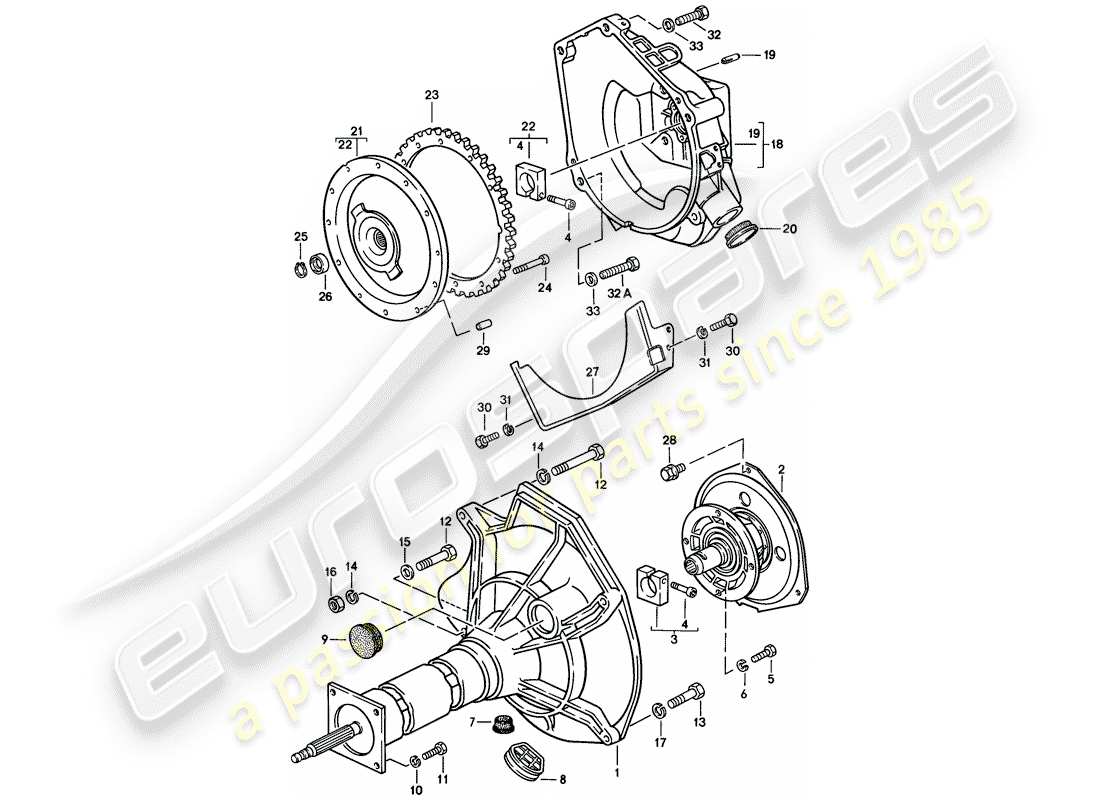 porsche 1983 (944) tubo centrale - cambio automatico diagramma delle parti