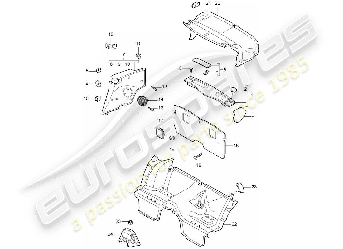 porsche 2013 (997-2 turbo / gt2 rs) finiture diagramma delle parti