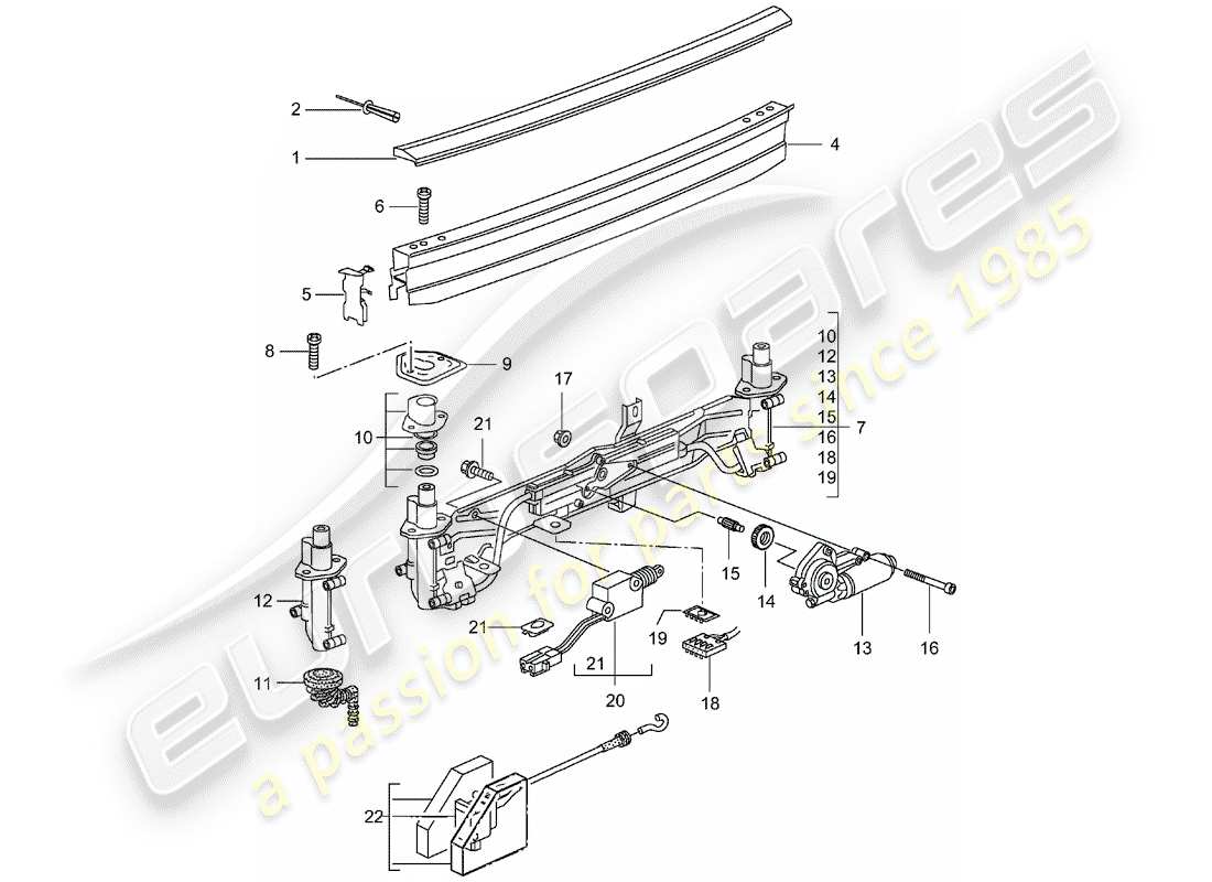 porsche 1999 (986 boxster) schema delle parti spoiler posteriore