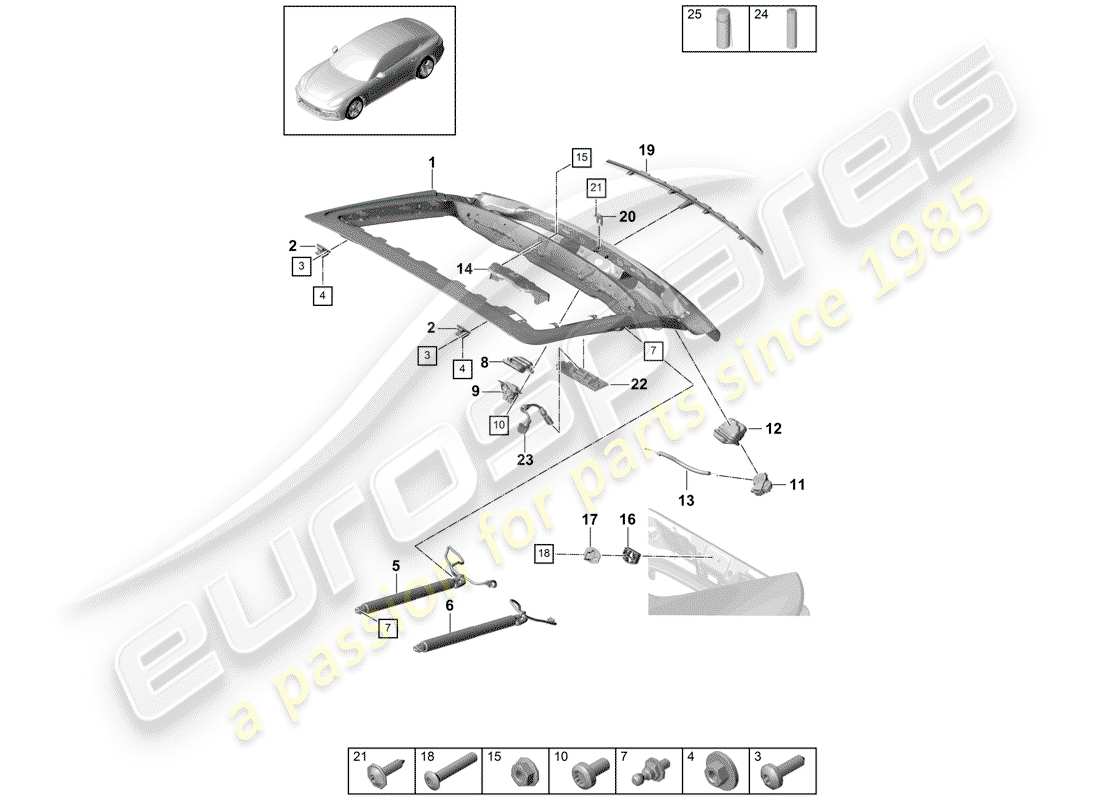 porsche 2018 (panamera 971-1) coperchio baule posteriore diagramma delle parti
