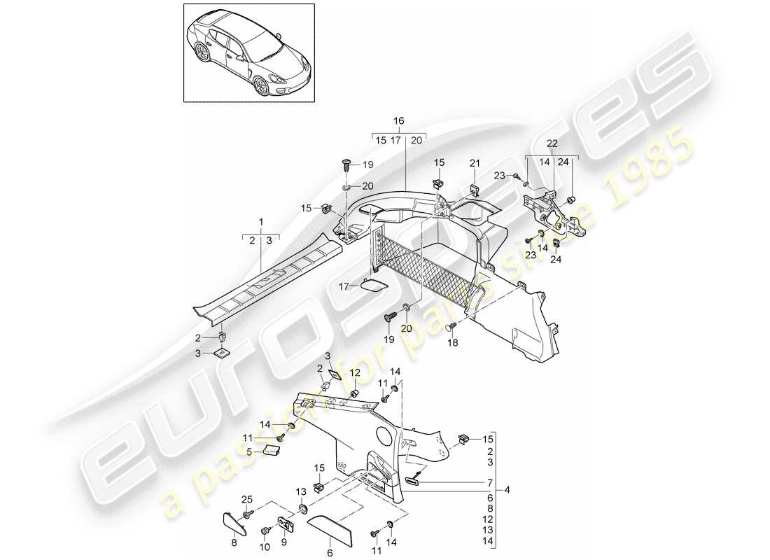 porsche 2011 (panamera 970) diagramma delle parti trims