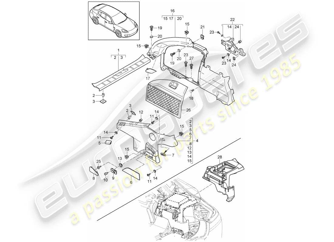 porsche 2015 (panamera 970) diagramma delle parti trims
