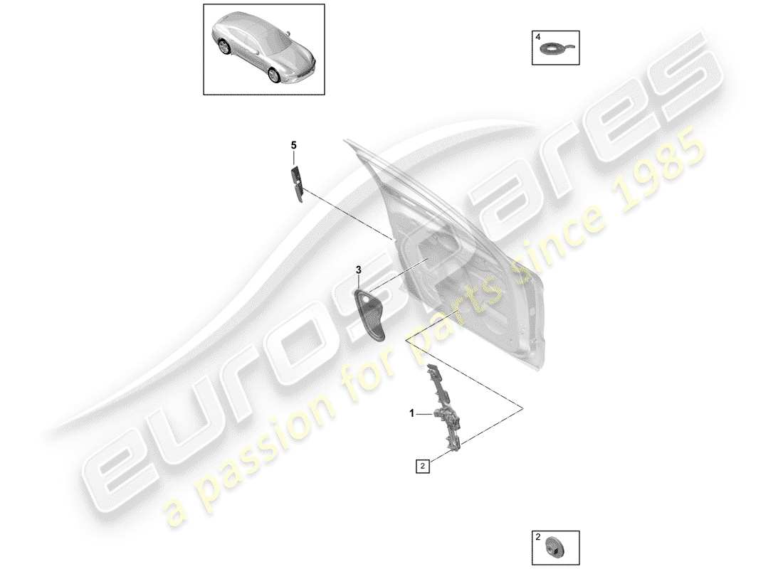 porsche 2018 (panamera 971-1) schema delle parti del regolatore della finestra