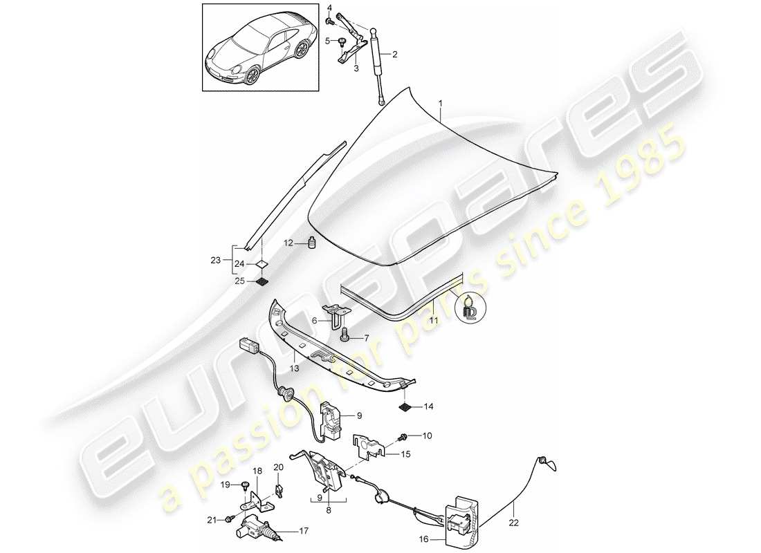 porsche 2012 (997-2) copertina diagramma delle parti