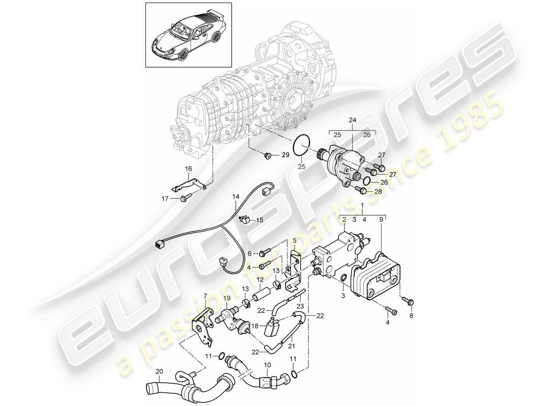 porsche 2007 (997-1 gt3) radiatore olio ingranaggi schema delle parti