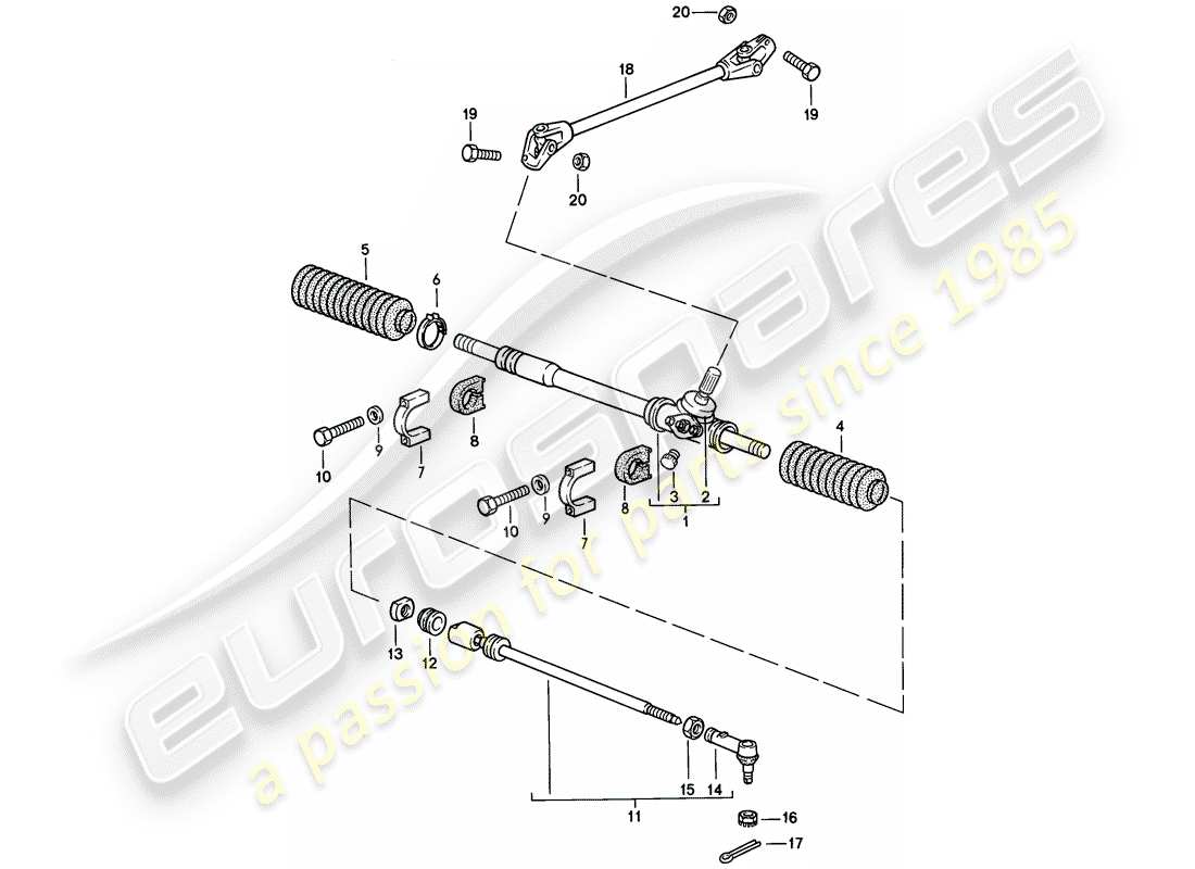 porsche 1982 (944) sterzo - asta sterzo diagramma delle parti