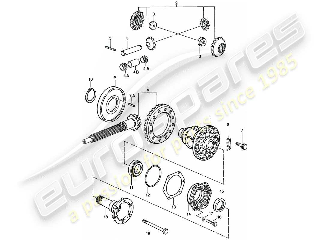 porsche 1986 (928) differenziale - cambio manuale - d >> - mj 1984 schema delle parti