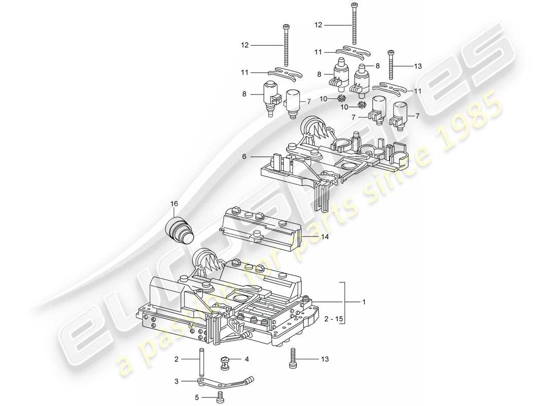porsche 2003 (996 turbo / gt2) tiptronic - unità interruttore - elettrovalvola - regolatore di pressione schema parte