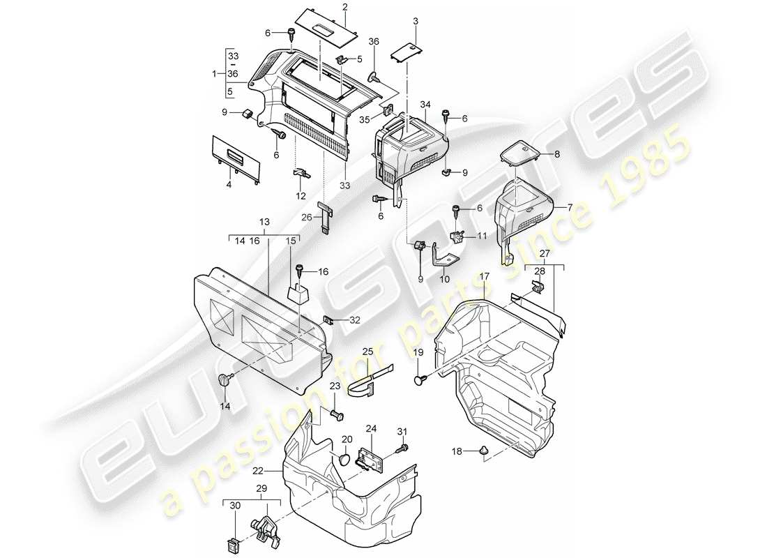 porsche 2011 (997-2) compartimento bagagli diagramma delle parti