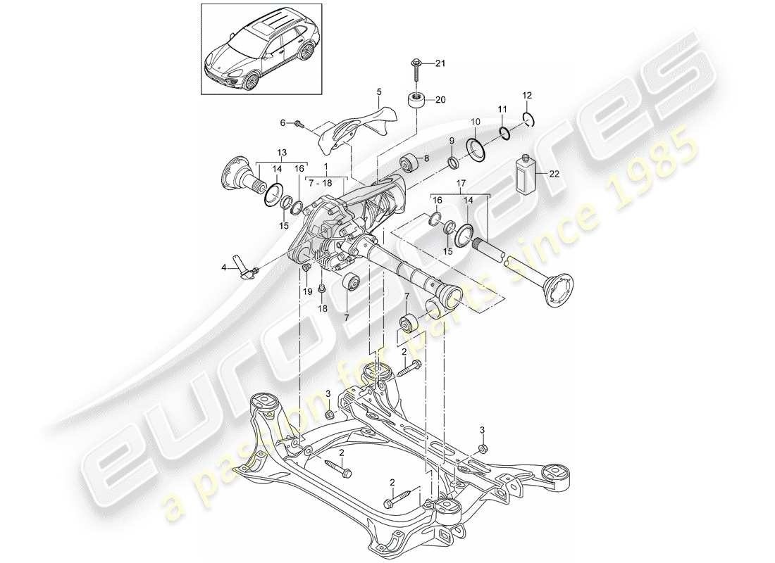 porsche 2017 (cayenne e2 92a) differenziale assale anteriore diagramma delle parti