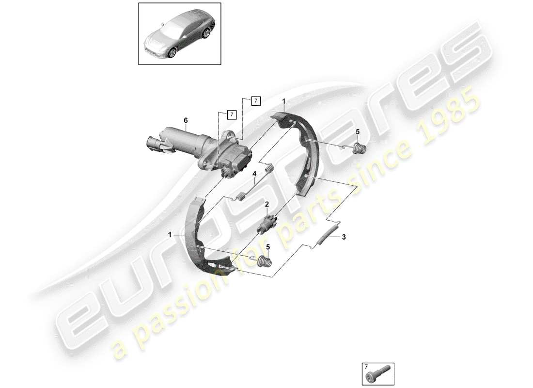 porsche 2017 (panamera 971-1) schema delle parti del freno di stazionamento