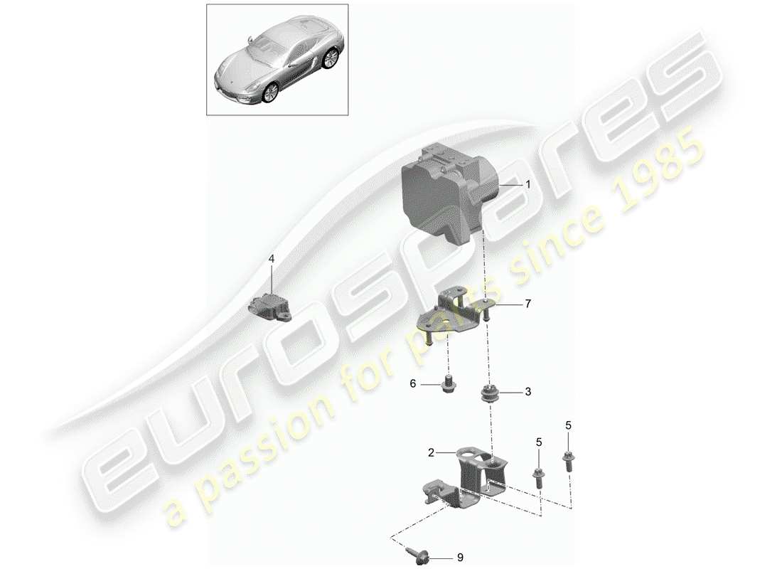 porsche 2016 (981 cayman) unità idraulica diagramma delle parti