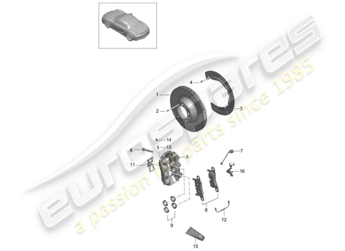 porsche 2013 (981 boxster) freno a disco assale posteriore diagramma delle parti