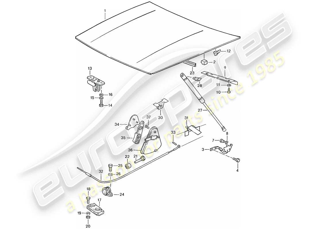 porsche 1990 (944) coperchio - attuatore diagramma delle parti