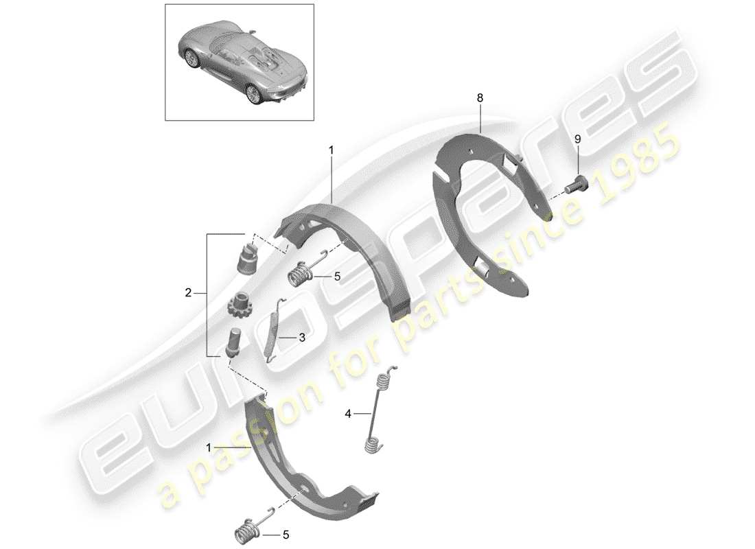 porsche 2015 (918 spyder) freno di stazionamento diagramma delle parti