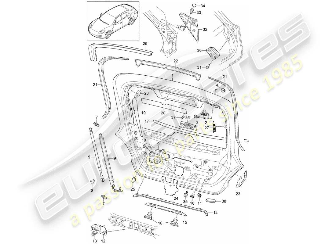 porsche 2016 (panamera 970) copertina diagramma delle parti