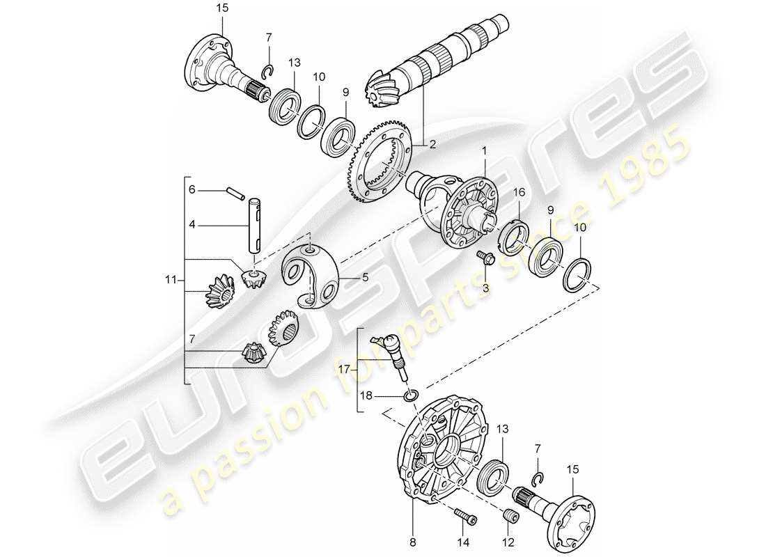 porsche 2007 (987 cayman) differenziale diagramma delle parti