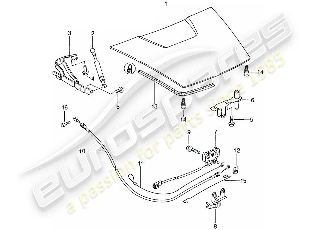 porsche 1998 (986 boxster) copertina diagramma delle parti