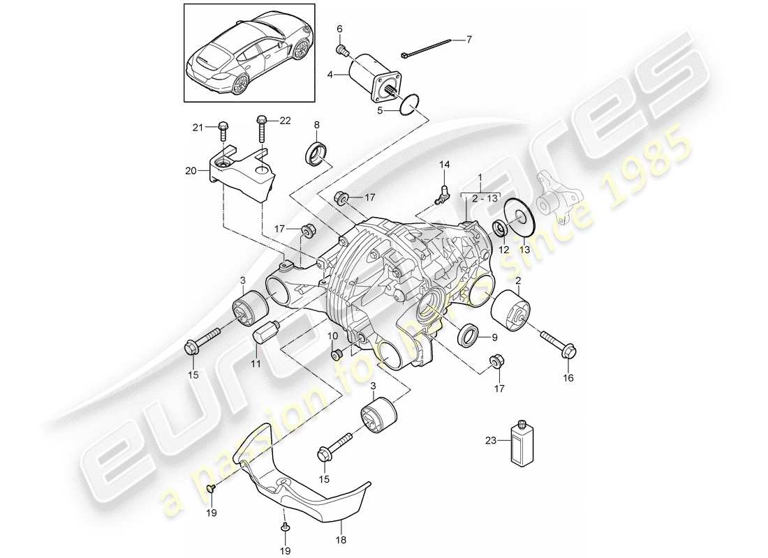 porsche 2016 (panamera 970) differenziale dell'asse posteriore diagramma delle parti