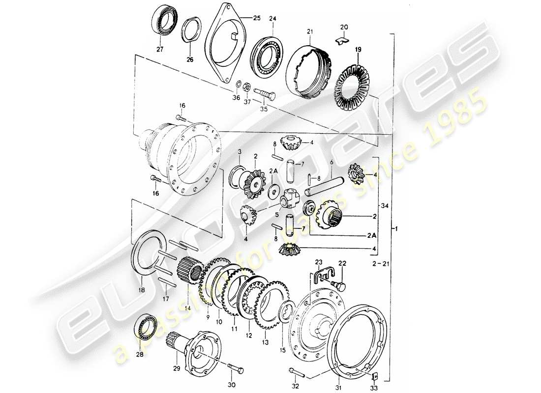 porsche 1994 (964) differenziale diagramma delle parti