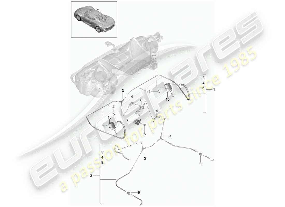 porsche 2015 (918 spyder) diagramma delle parti del sistema di scarico