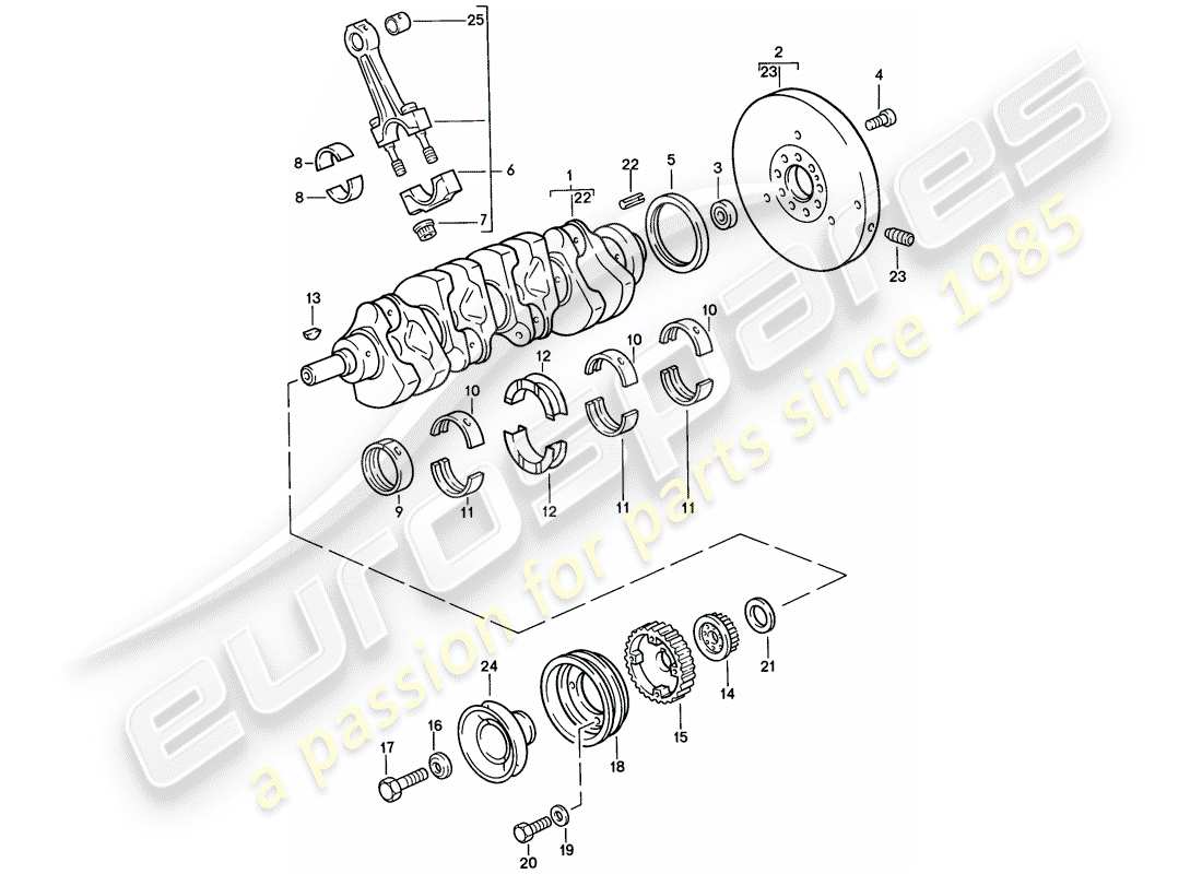 porsche 1986 (944) albero motore - biella diagramma delle parti